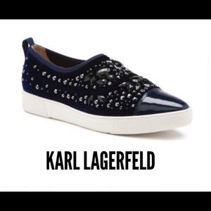 Karl Lagerfeld velvet sneaker w/ embellished stud